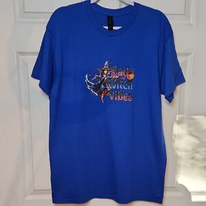 NWOT Gildan Blue "Bad Witch Vibes" Graphic Tee - Short Sleeve